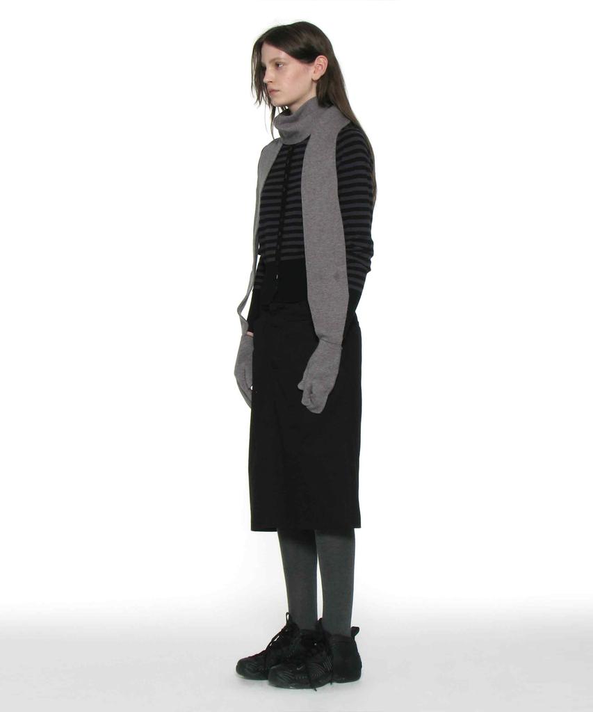 Partimento Woman Asymmetric Drape Panel Midi Skirt_Black