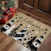 Luxury Golden Holly Pine Letter Front Entry doormat Black Base Merry Christmas Script Bauble Border Print Decor Rug