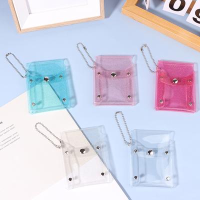 Mini kosmetická taštička roztomilá flitrovaná průhledná taštička na rtěnku růžová klíčenka kosmetická taštička pouzdro