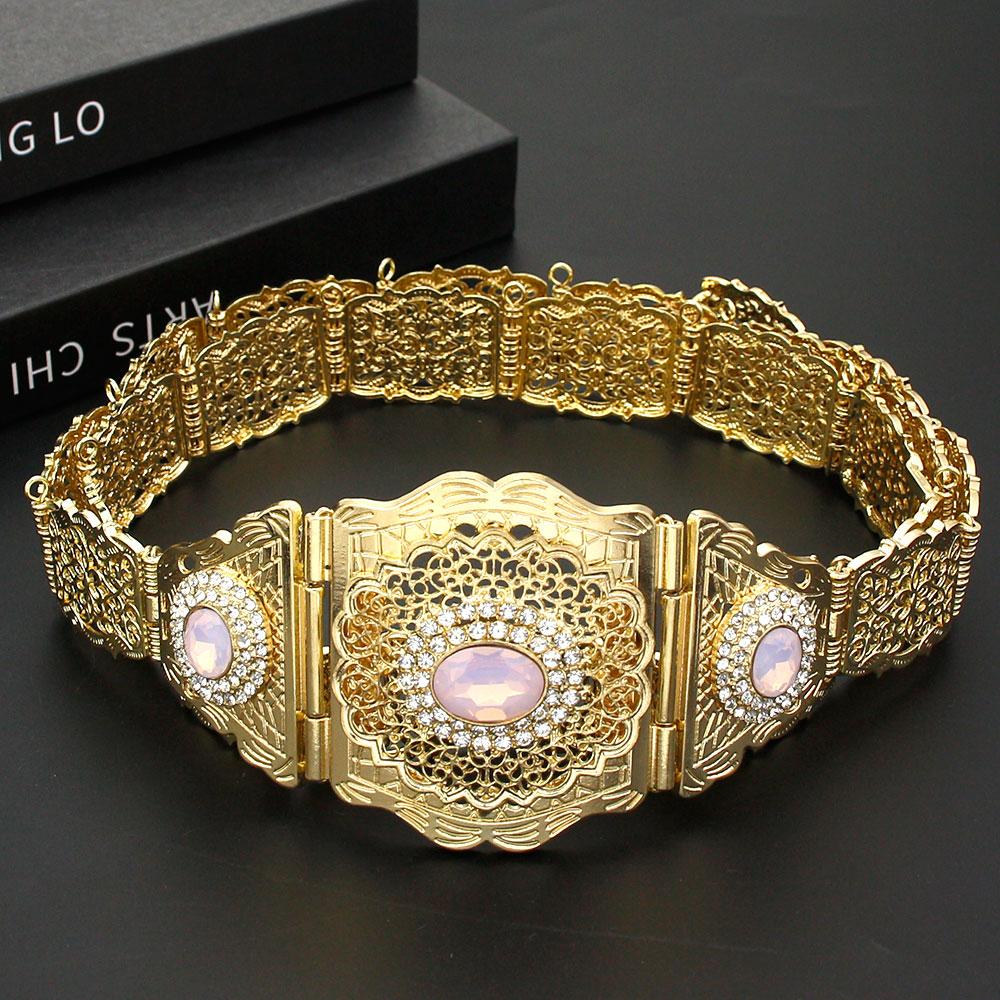 New Pink Crystal Belt Bride Wedding Jewelry Women Dress Belt Waist Chain Clothing Accessories