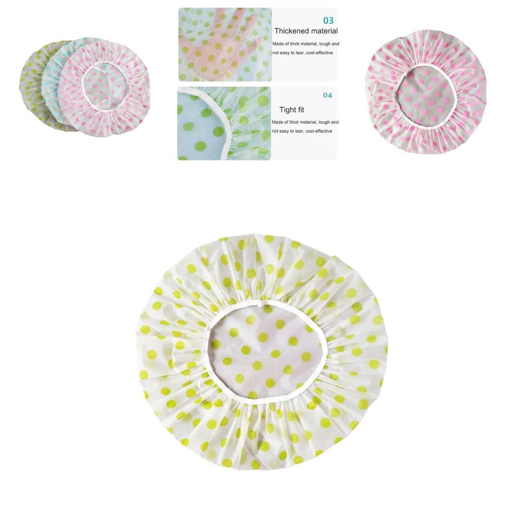 Waterproof Colored Polka Dot Shower Cap Reusable Adult Spa Accessory