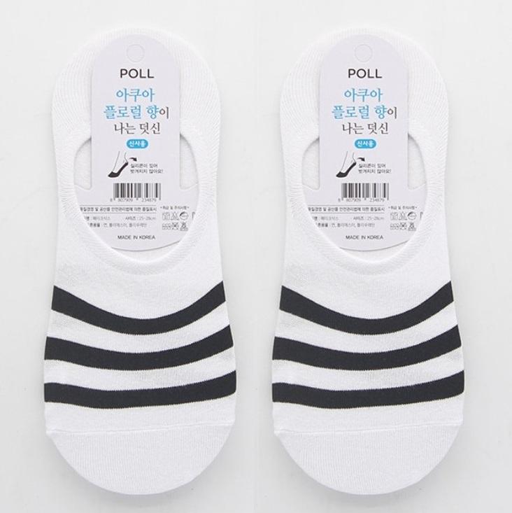 [Socks] Men s Aqua 3-Stripe Scented No-Show Socks - 10 Pair Bundle (Choose 2 Colors) white/black/white x 2