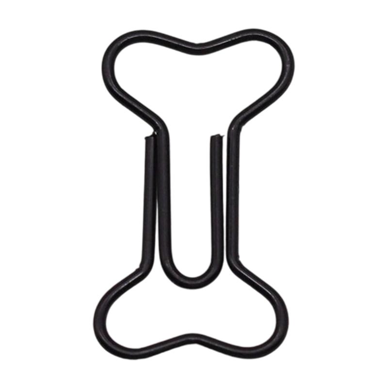 

100pcs Metallic Dog Bone Clips Office Stationery Colorful Paper Clips Practical Document Organizers for Students Offices чорний