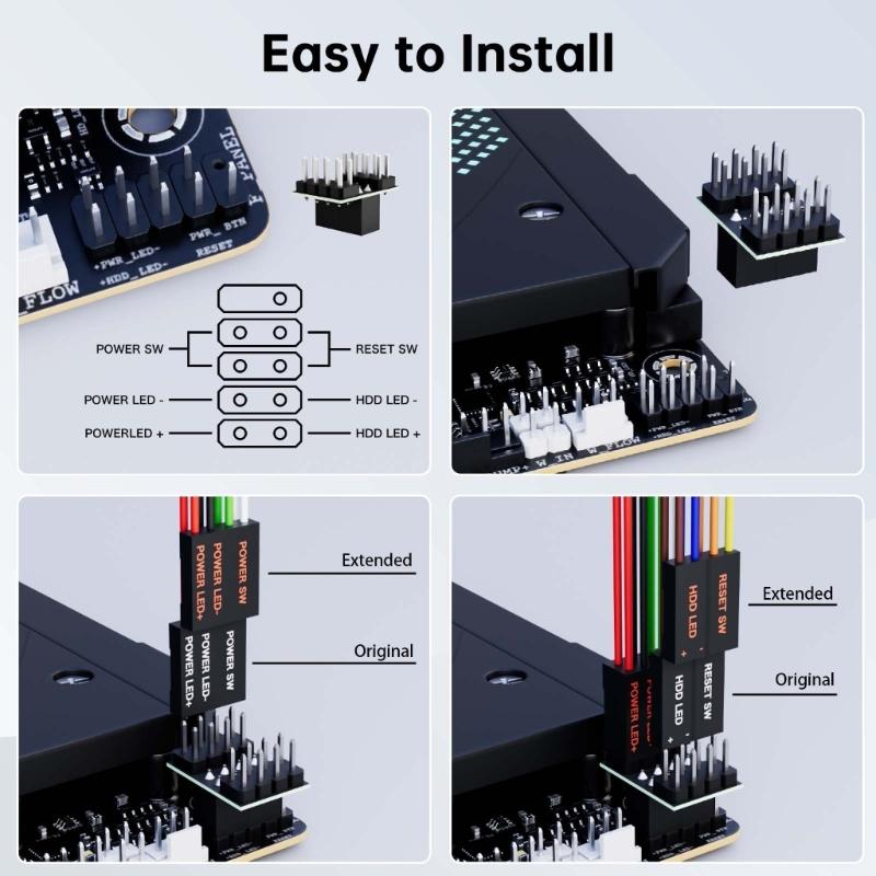 Universal Desktop Computer External Power Control Button With Splitter Cable And Adapter For Easy PC Setups