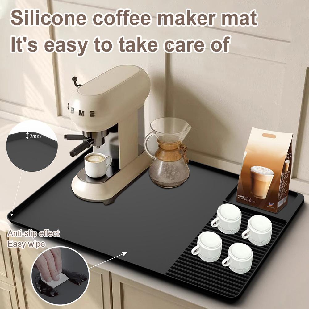 Silicone Coffee Mat Nonslip Coffee Machine Silicone Mat Tray Drain Pad Coffee Powder Pad for Countertop Coffee Bar Accessories