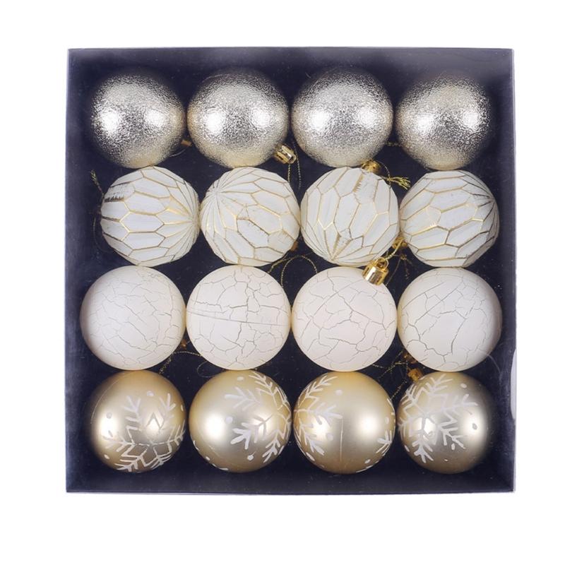 Pack Of 16 Hand Painted Christmas Ornament Set Durable Christmas Sphere Hangings Ornament For Warm Holiday