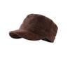 Korean Brown Equestrian Style Women's Flat Top Suede Cap - Face Slimming, Versatile for Spring and Autumn.