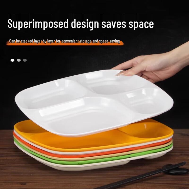 Thickened Melamine 4-Compartment Meal Tray