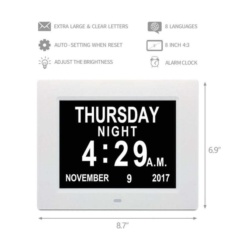 Adjustable Brightness Weather Clock Color Display Alarm Clock White 16MB 100-240V for Living Room
