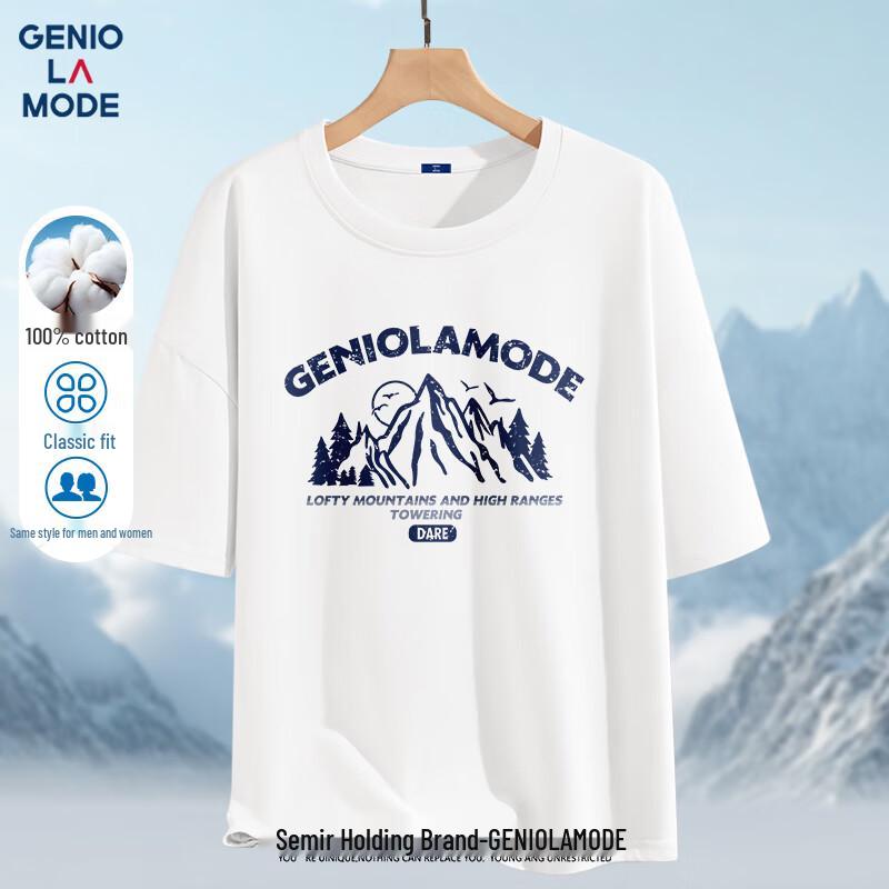 

GENIOLAMODE Men s Cotton Printed Loose Fit T-Shirt L