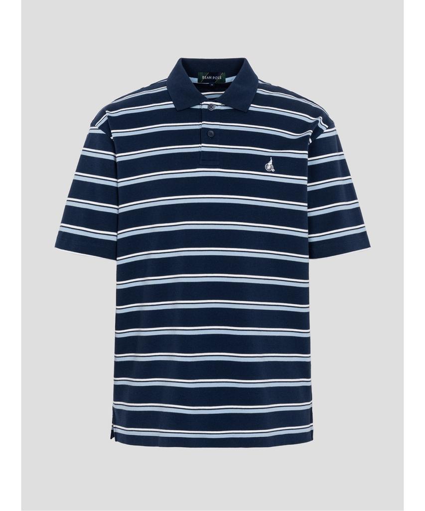 Binpolmen Heritage Club Striped Collared T-Shirt Navy