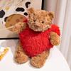 Flauschiger brauner Barcelona Bär trägt rote Herz Kleidung Plüschtier Kawaii Weich Stofftier Baby Beschwichtigungspuppe Party Deko Geschenk