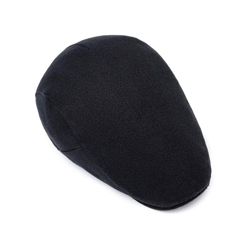 Autumn Winter Solid Color Woolen Cap for Men Women Forward Cap Warm Beret British Newsboy Cap