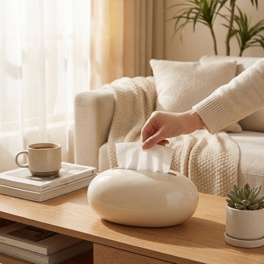 Simple Creative Tissue Box Light Luxury Magnetic Tissue Dispenser Water Droplet Shape Removable Tissue Container Living Room