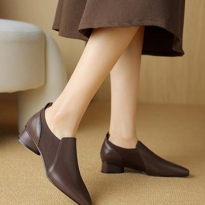 Fashion 2024 New Pointed Toe Retro Casual Soft Single Shoes Thick Low Heel Ankle Boots Women's Shoes Elegant Work Pumps Botas De Mujer