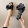 2025 Spring/Summer Women's Square Toe Open Toe Bowknot Slides