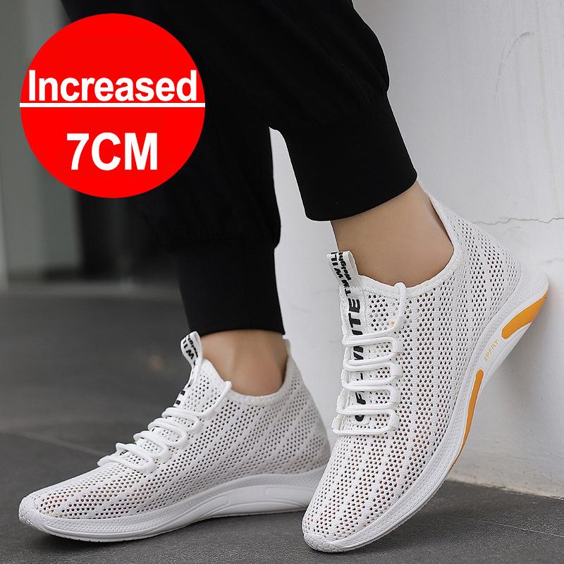 New Men Sneakers Casual Heightening Shoes 7cm Height Increase Shoes For Men Summer Breathable Elevator Shoes Insole Taller Shoes