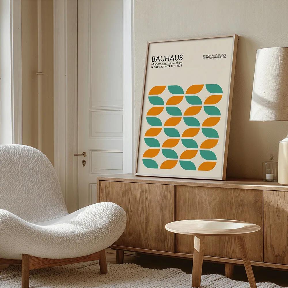 Modernist Bauhaus Geometric Canvas Poster Living Room Wall Art Retro Prints Mid Century Home Decorative Wall Art Painting