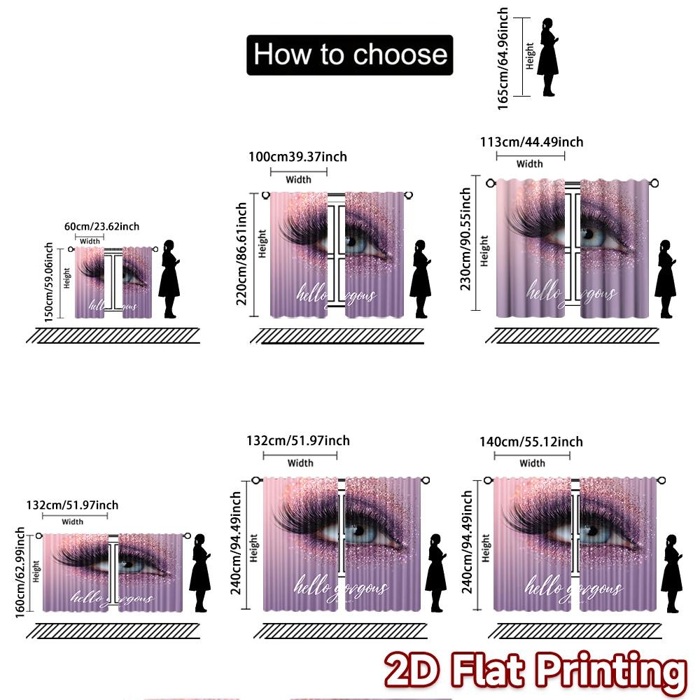 2pcs   2D FLAT PRINTING Curtains (Without Rod) HelloGorgeous Holiday Printed Curtains Durable Polyester Fabric Curtains Art Deco