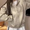 2025 Women's Early Autumn Striped Hooded Zip-Up Jacket - Niche Lazy Style, Casual Loose Cardigan