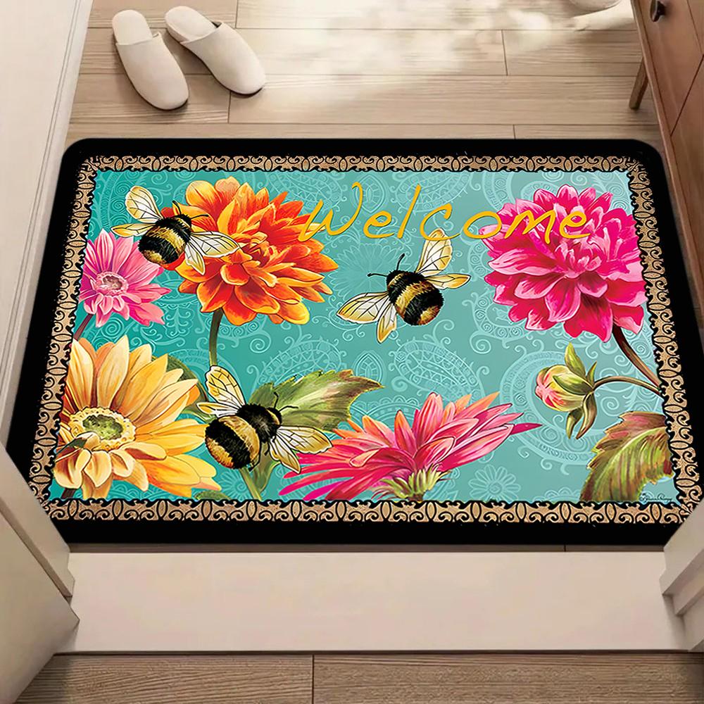 Vibrant Animal Welcome Doormat for Living Room Non-Slip Absorbent Floor Mat with Cute Birds Home Decor Entryway Carpet