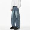 Retro Washed Scimitar Jeans Spring And Autumn Unisex Pants Loose Wide-leg Straight Mopping Trousers