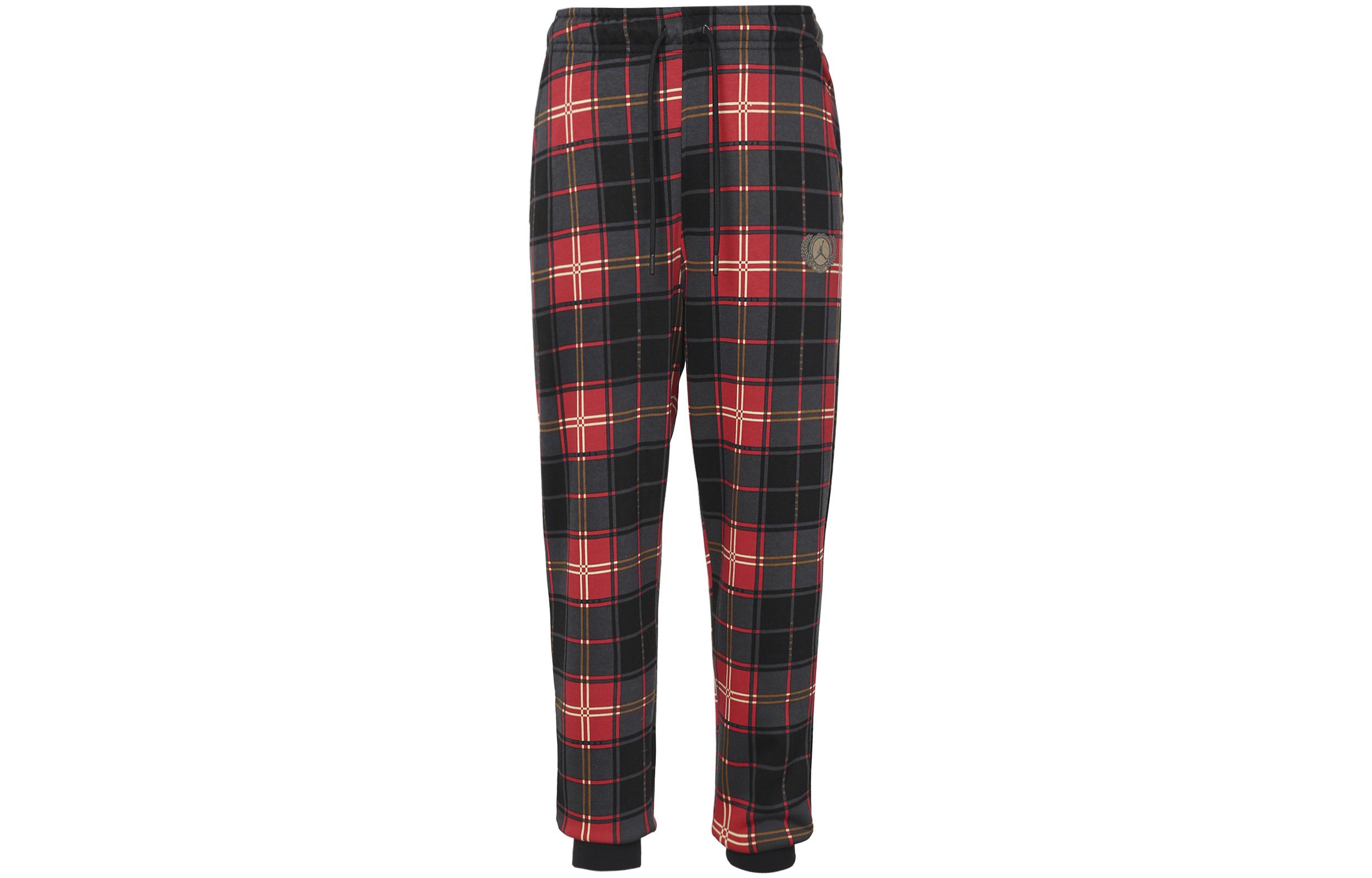 Jordan Logo Printed Pattern Plaid Fleece Lined Casual Pants Men s Multicolor DV9389-612 S