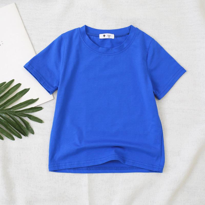 Candy Color T Summer New Boys' Basic Solid Color Top, Girls' Baby Versatile Half Sleeved Cotton T-shirt