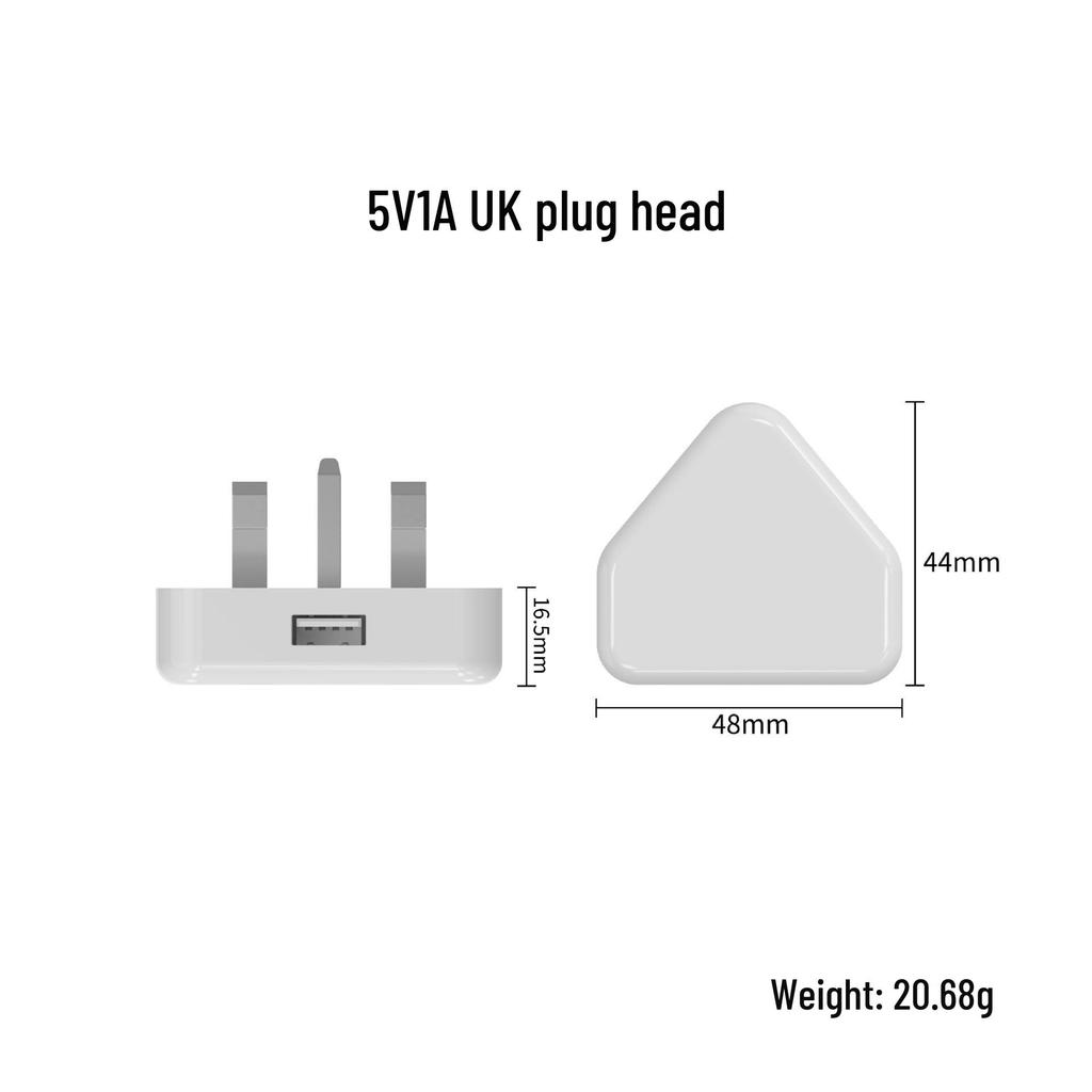 5V 1A UK Triangular Charger for Apple Phones, CE Certified USB Charging Headset