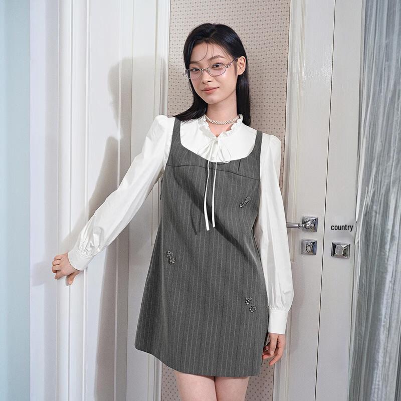 

Платье Ledin H-силуэта с эффектом двух частей, в тонкую полоску и с цветочным принтом S