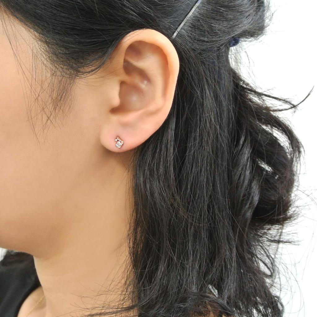 Vendome Ohrringe K10 Roségold Weißtopas Diamant Blume GJAA0292 TH [Offiziell] [VIH Aoyama]