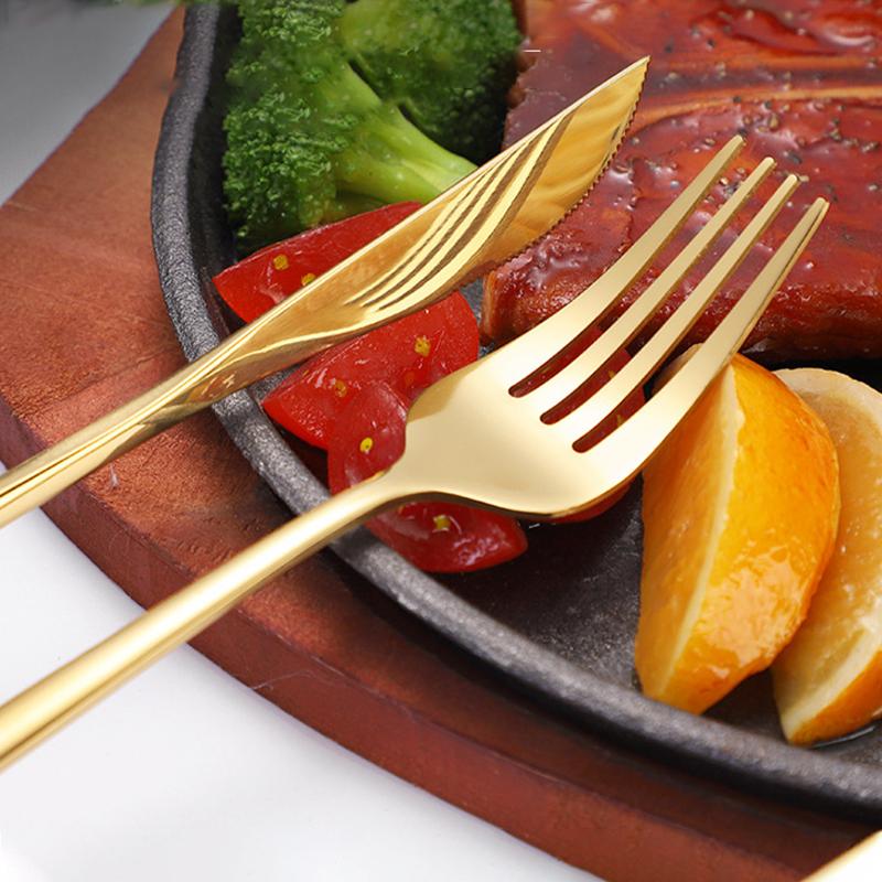 Stainless Steel Flatware Spaghetti Fork Steak Knife Dessert Ice Cream Spoon Set Reusable Tableware Kitchen Utensils Accessories