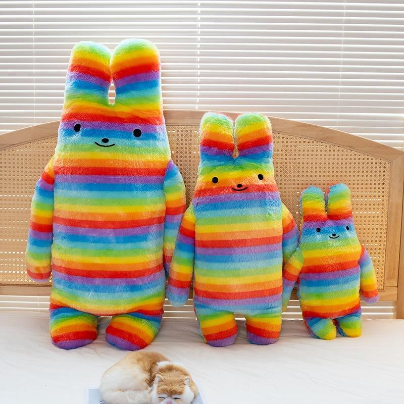 Cartoon Smile Long Ears Rabbit Pillow Plush Toy Doll Little White Rabbit Doll Girl Soothing Doll