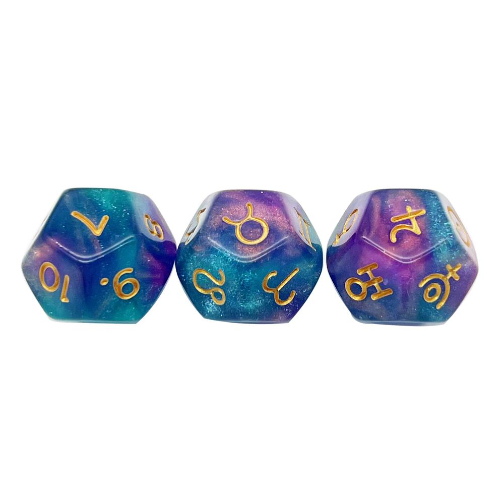 3Pcs/set Astrological Dices 12 Sided Polyhedral Astrology Tarot Divination Dices Set