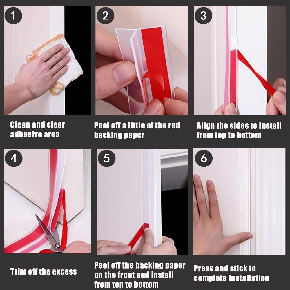 3/6M Self-adhesive Seal Strip for Windows Gaps Silicone Weather Stripping  Side of Door Frame