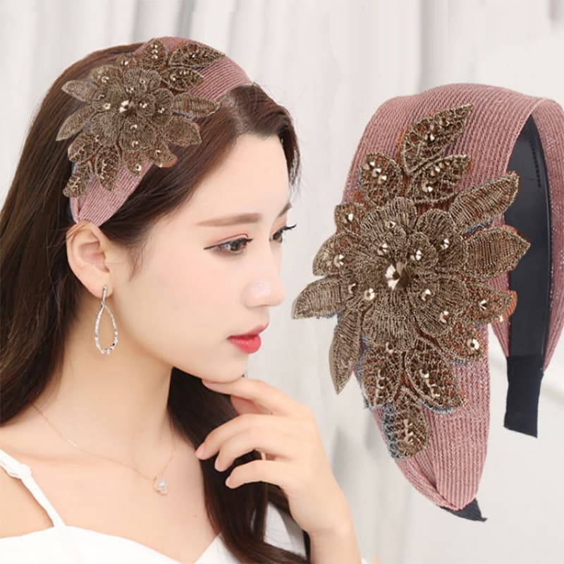 Wide-Brimmed Hairpin Non-Slip Breathable Large Flower Simple Headband Hair Band