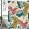 Colorful Vintage Leaf Shower Curtain, Bathroom Decorative Shower Curtain, Waterproof Shower Curtain with Hooks