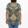 Women's Fashion Casual V-Neck Pullover Short Sleeve Large Size Vintage Printed Top
