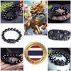 Thailändischer Amulett Chinesischer Pixiu Drache Schwarze Perlen Armband Armreif Unisex Vintage Schutz Glücksbringer Talisman Kraftvoll Reichtum Erfolg Gesundheit Glücks Schmuck