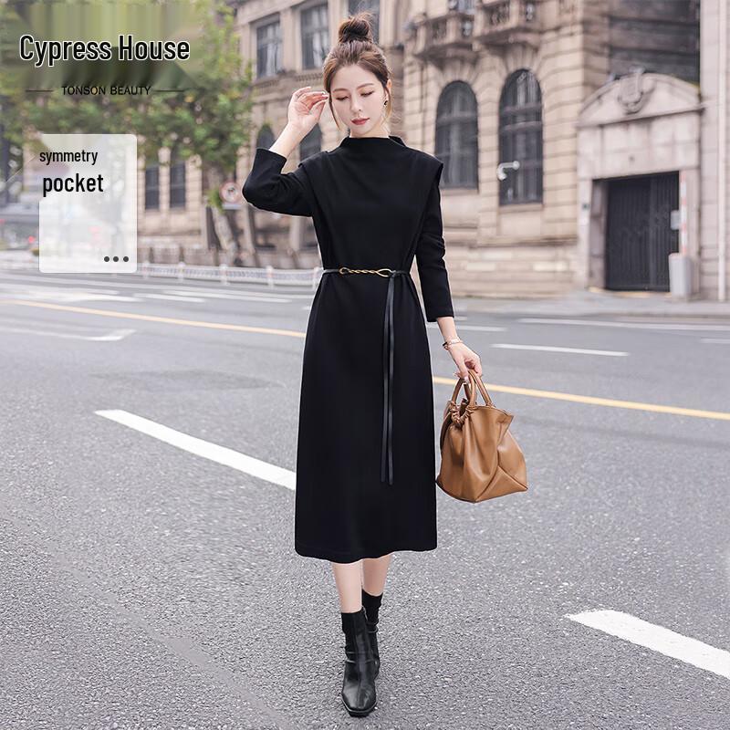 

Sibaishe Women s Elegant Stand Collar Split Midi Dress XL