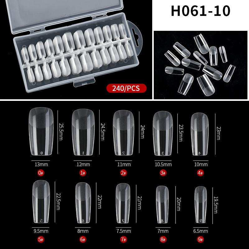 Press On Nails Coffin Nail Tips Clear Full Cover Fake Nail Artificial Press On Long Ballerina Transparent Nail Extensions