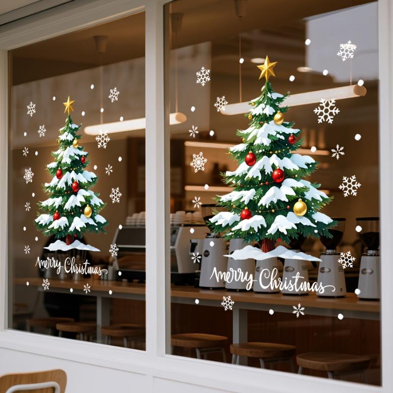 1PC 17.72x23.62 Inch Christmas Window Sticker, Holiday Decoration Accessories, 3D Tree Electrostatic Adsorption Film - Reusable