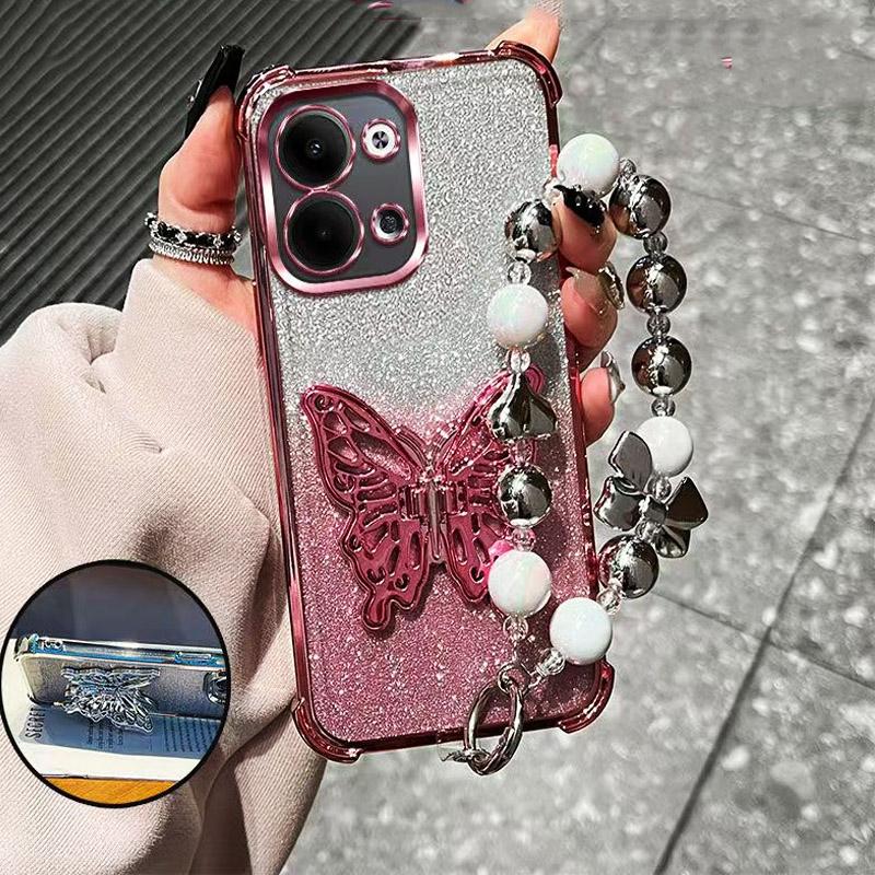 Edge 60 Butterfly Bracket Bracelet Phone Holder Glitter Case for Motorola MOTO Edge 60 Edge60 Fusion 60S Stand Soft Back Cover