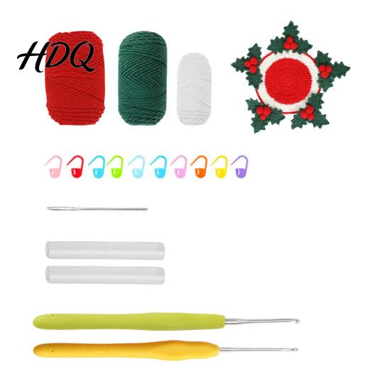 Festive Christmas Home Decor Crochet Cup Coasters with Mini Basket Handmade Holly Plants Soft Yarn for Hand Knitting Berries Mat Set Drinks Tabletop