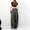 American Street Dance Hip Hop Quick Drying Drawstring Cargo Pants Jazz Women New Solid High Waist Pocket Loose Straight Trousers