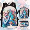 Zaino Scolastico Principessa Set da 3 Pezzi Grande Capacità Impermeabile Borsa a Spalla Astuccio Borsa a Tracolla per Bambini