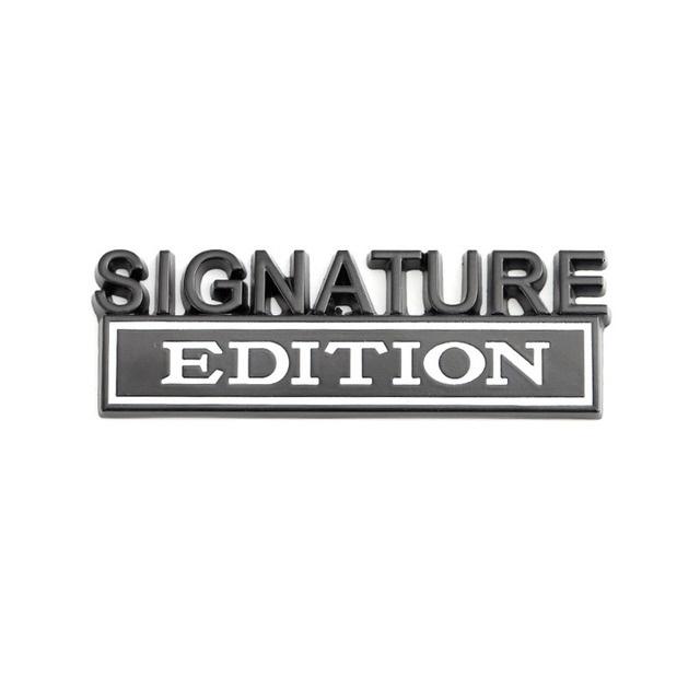 1Pc 3D Metal SIGNATURE Edition Logo Car Front Grille Badge Side Fender Rear Trunk Emblem Sticker Decal