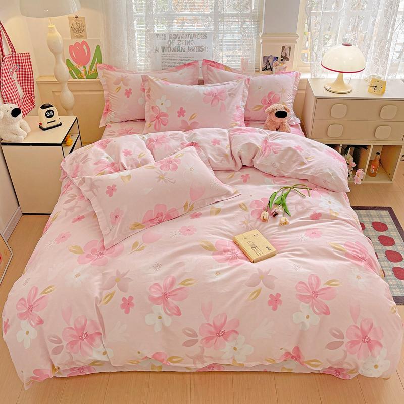 100% Cotton Printed Bedding Set Soft Breathable Duvet Cover With 2 Pillowcases Comfortable Home Textile