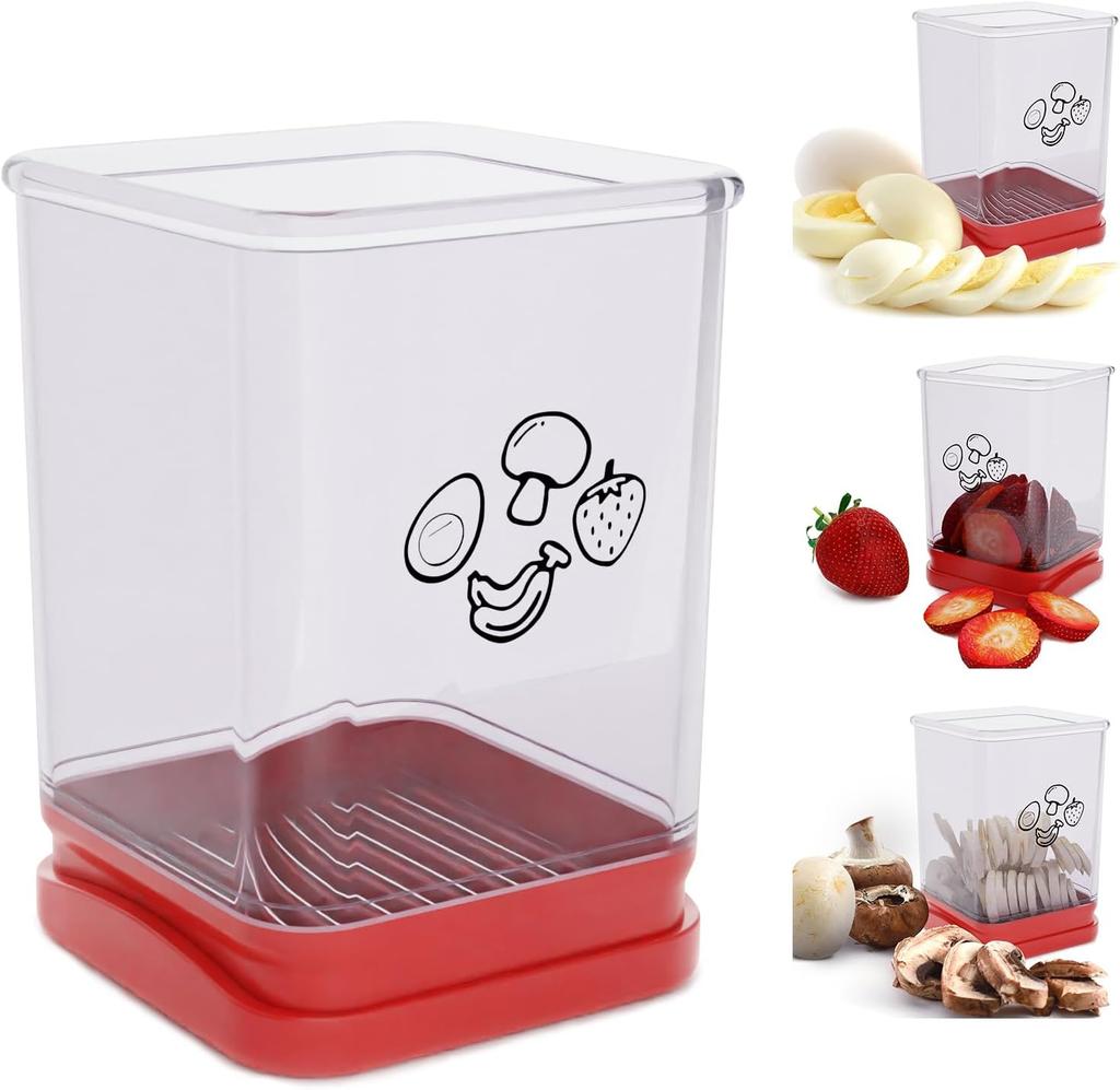Fruchtschneider Tasse Speed Cutter für Erdbeere Banane Traube Ei Edelstahl Gemüse schneiden Küchengerät Küche Tragbares Schneidwerkzeug (1 Stück)