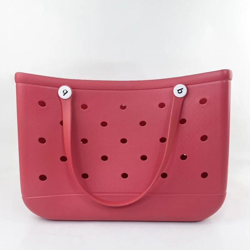 Durable Waterproof Beach Bag Storage Baskets Summer Rubber Tote Solid Color Jelly Beach Bags Sundries Organizer